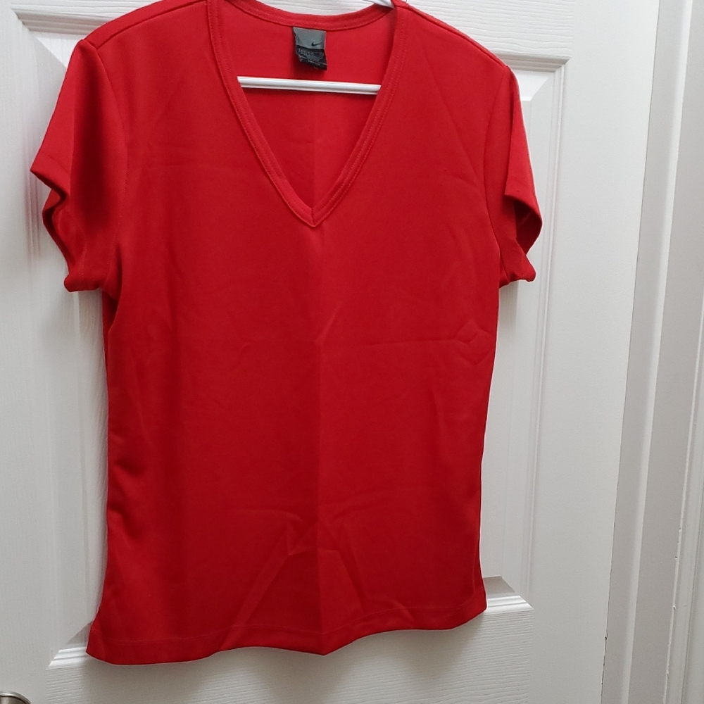 Nike Red V-Neck Short Sleeve Tee